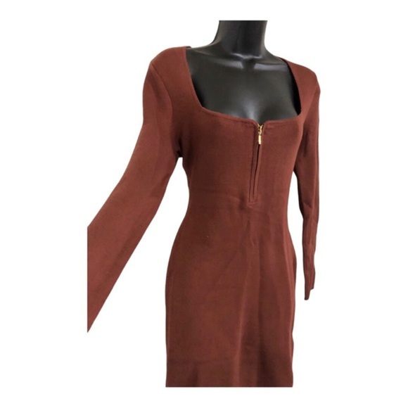 Abercrombie & Fitch brown zip front long sleeve sweater knit dress size medium - Picture 3 of 11